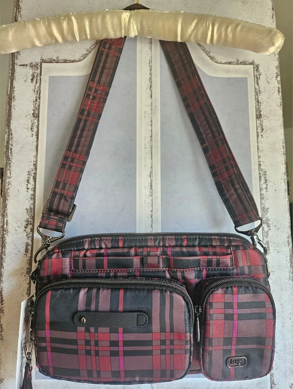 $75 Retail NWT Lug Belt Bag, Sling, & Crossbody Bag In Berry Plaid (HTF!) - Picture 2 of 14